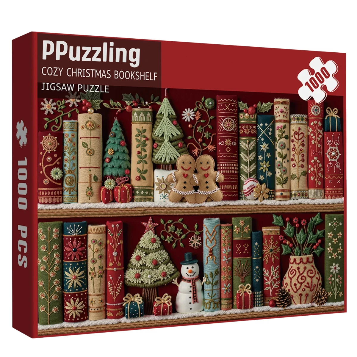 Cozy Christmas Bookshelf Jigsaw Puzzle 1000 Pieces