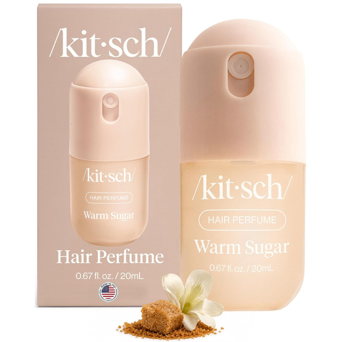 Kitsch Hair Perfume for Women - Warm Sugar | Clean, Deodorizing & Patented Odor-Eliminating Technology Hair Spray & Body Mist - Freshen Hair, Body & Pillows - Pink Grapefruit & Vanilla Scent - 20mL
