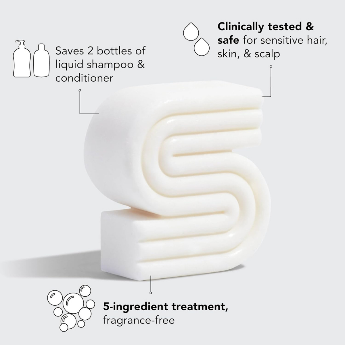 Kitsch Ultra Sensitive 2-in-1 Shampoo Bar and Body Wash Bar Soap | 5-Ingredient Formula Hair Care & Body Care - Fragrance Free & Vegan for Sensitive Scalp & Skin - Made in the USA