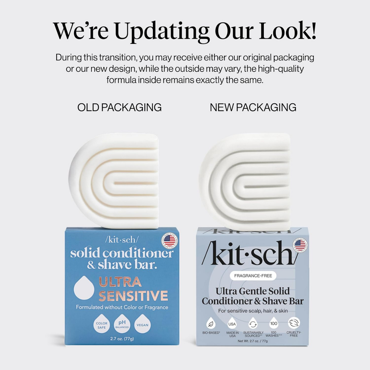 Kitsch Ultra Sensitive 2-in-1 Conditioner Bar & Shaving Soap | Moisturizing & Anti-Irritation Bar Soap for Sensitive Scalp & Skin - 5 Ingredients Only, Scent Free Hair Care & Body Care