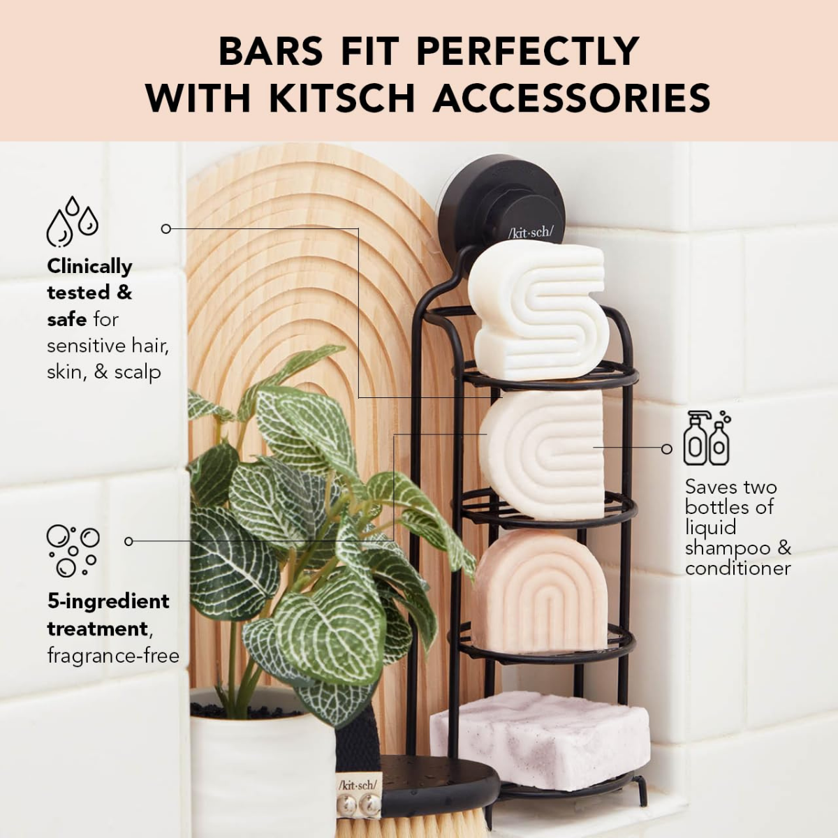 Kitsch Ultra Sensitive 2-in-1 Conditioner Bar & Shaving Soap | Moisturizing & Anti-Irritation Bar Soap for Sensitive Scalp & Skin - 5 Ingredients Only, Scent Free Hair Care & Body Care