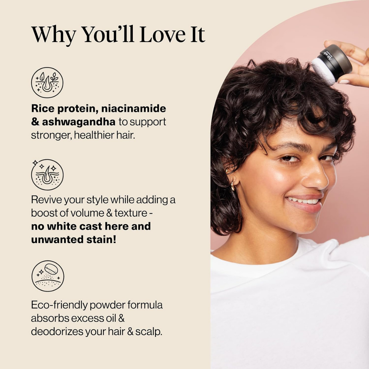 Kitsch Volumizing Rice Protein Dry Shampoo For Women Powder Puff - Dark, 8g | Absorbs Oil, Non-Greasy, Great For Dark Hair – Unscented – Travel Size Dry Hair Shampoo for Women & Men, No White Cast
