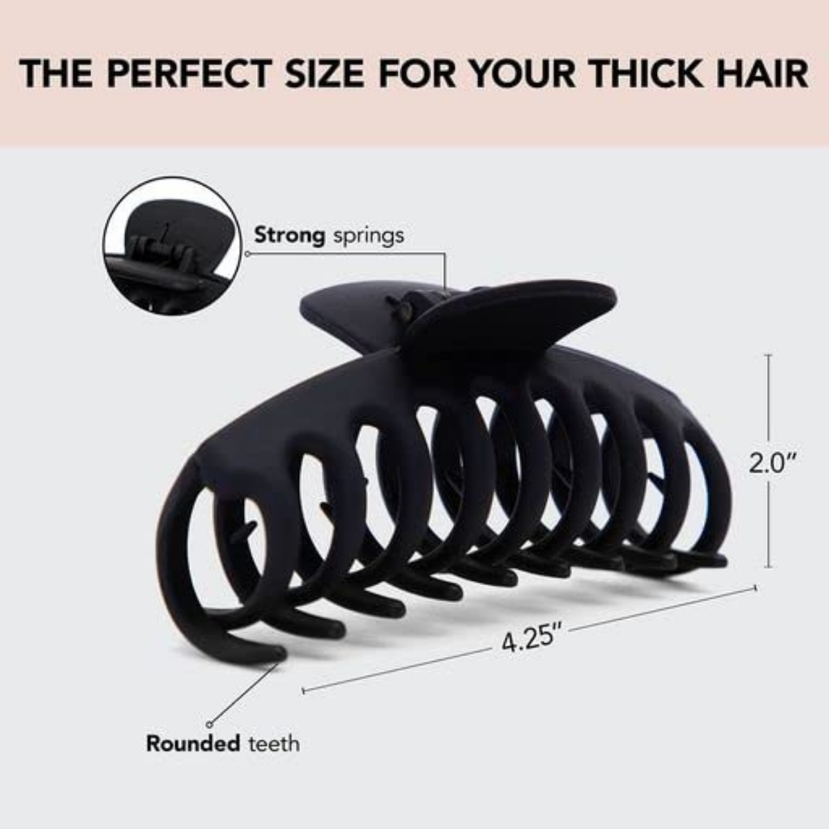 Kitsch Oversized Matte Claw Clips for Thick, Long & Curly Hair - 2pc Set