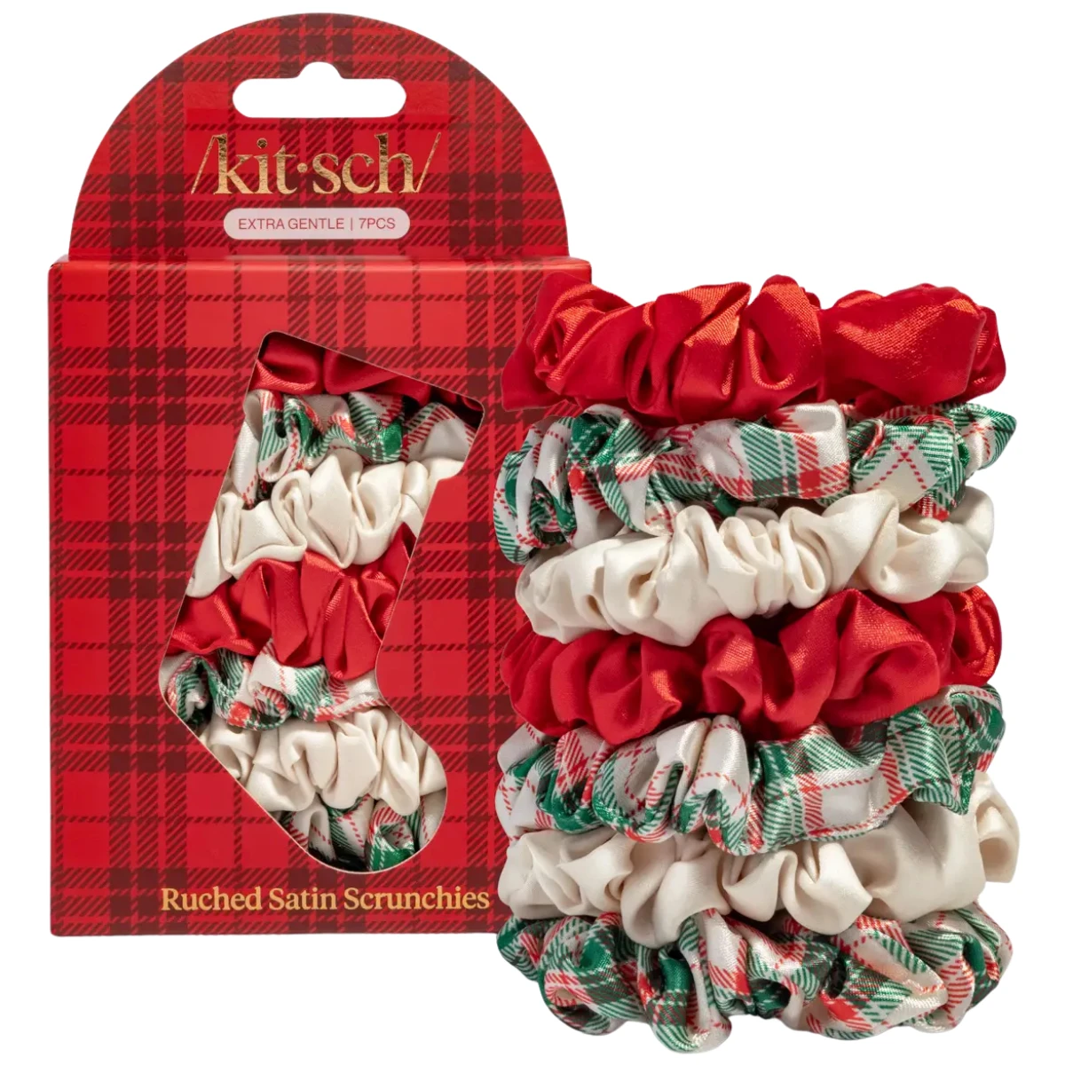 Kitsch Holiday Ruched Satin Scrunchies 7pc Set