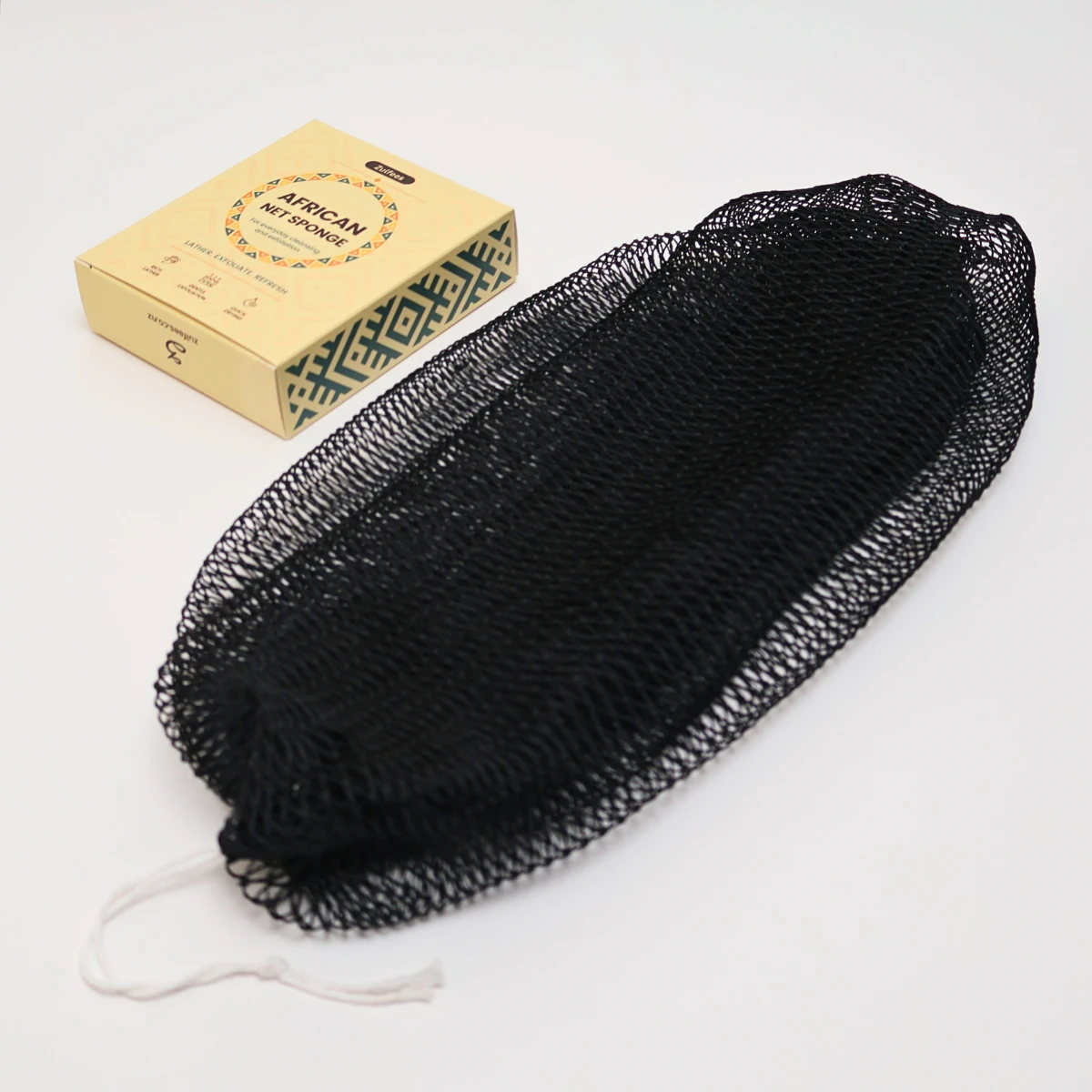 Zulfees African Net Sponge Black with packaging