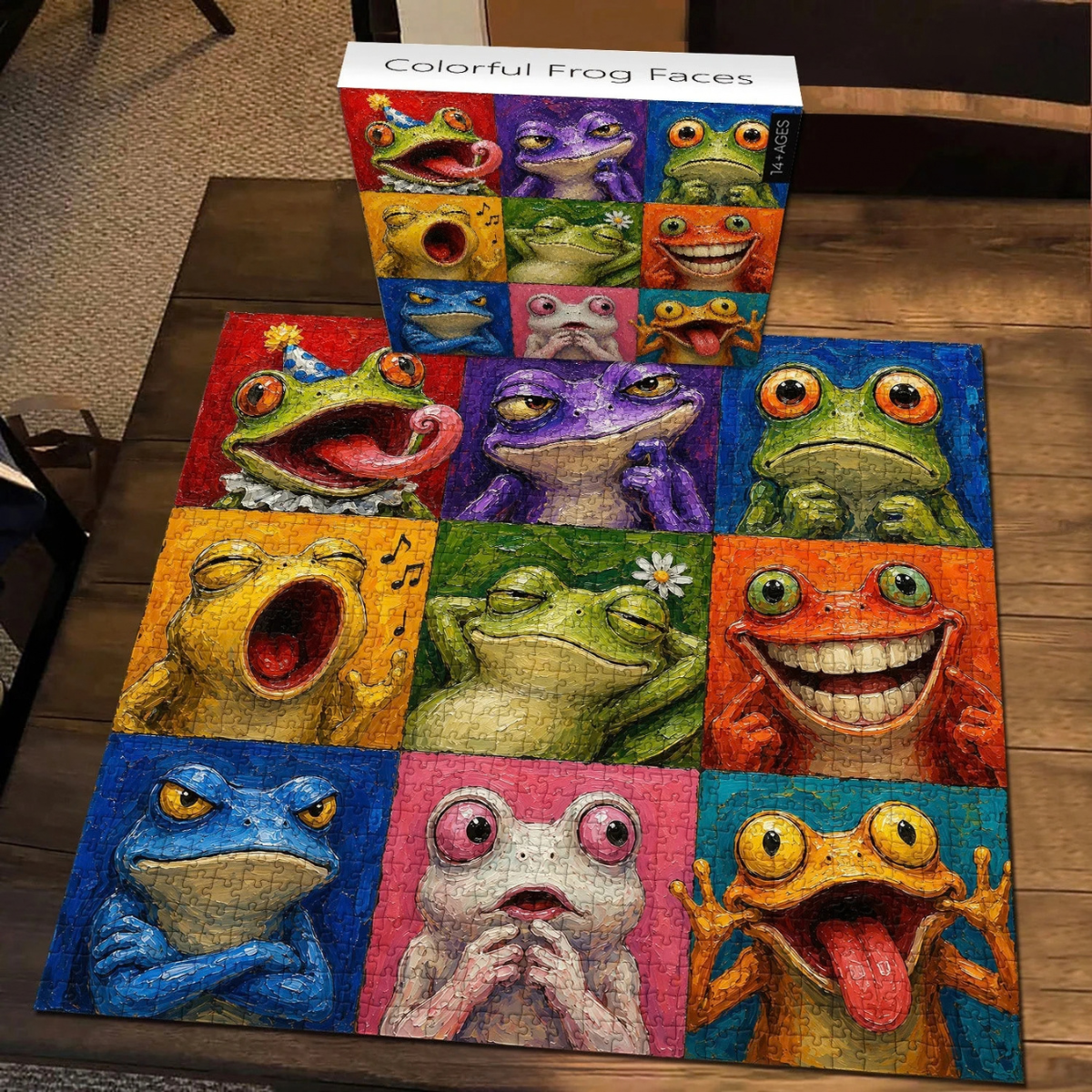 Colourful Frog Faces Jigsaw Puzzle 1000 Pieces
