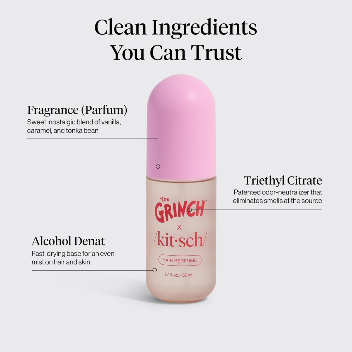 Kitsch Hair Perfume for Women – Hair Spray & Body Mist – 50mL - Warm Cookie-Scented Hug – Clean, Deodorizing & Patented Odor-Eliminating Technology – Freshen Hair, Body & Pillows