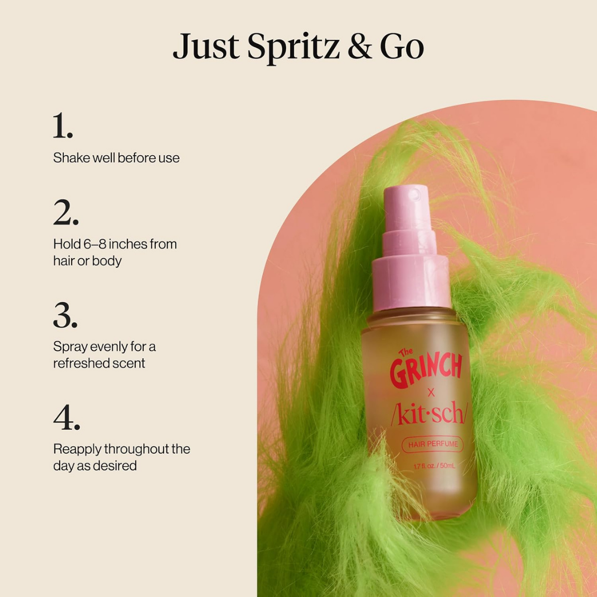 Kitsch Hair Perfume for Women – Hair Spray & Body Mist – 50mL - Warm Cookie-Scented Hug – Clean, Deodorizing & Patented Odor-Eliminating Technology – Freshen Hair, Body & Pillows