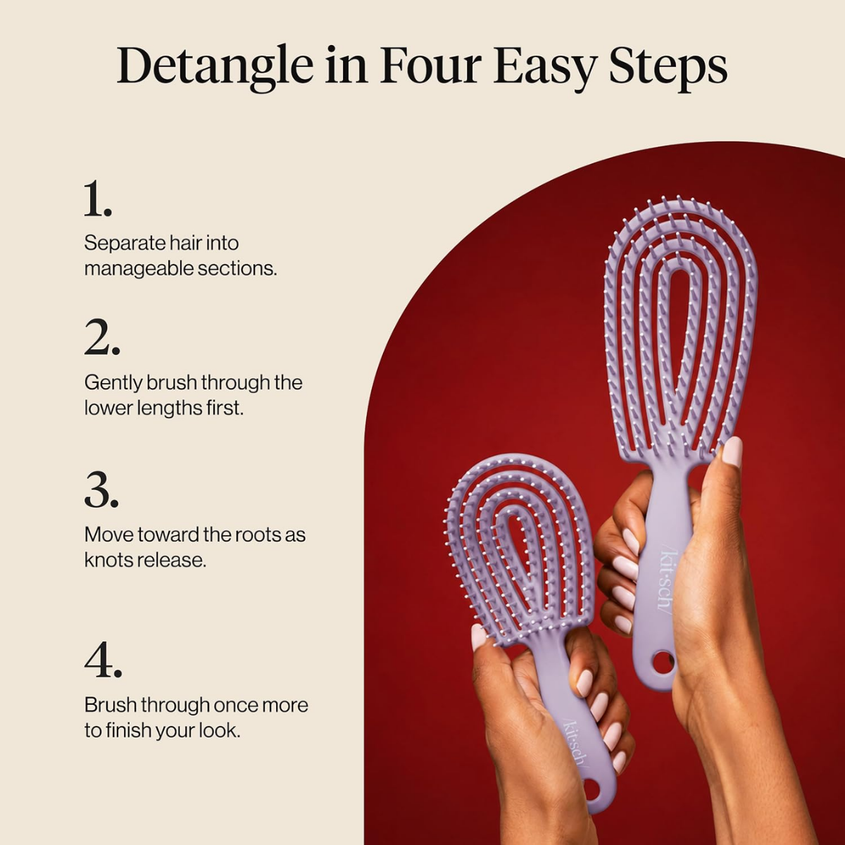 Kitsch Flexi Flow Duo Detangler Brush, Hair Brushes For Women - Soft Violet
Brush Detangler for Women, Men & Kids, Curly Hair Brush w/ Bendable Frame, Bounce Curl Defining Brush for Wet or Dry Strands