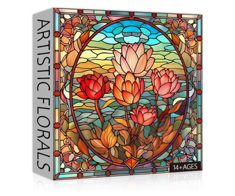 Artistic Florals Stained Glass Puzzle for Adults 1000 Pieces Artistic Florals Stained Glass Puzzle for Adults 1000 Pieces