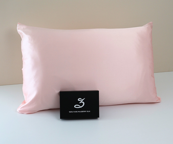 Pink Silk Pillowcase 22 Momme 100% Mulberry Silk Grade 6A 70x50cm Hidden Zipper and Gift Box