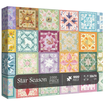 Colorful Galaxy Collage Jigsaw Puzzle 1000 Piece for Adults, Bird Deer Squirrel Pumpkin Puzzle, Funny Art Aesthetic Pretty Puzzle, Star Quilt Seasons