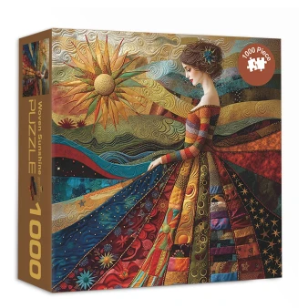 Vintage Woman Patch Puzzle for Adults 1000 Pieces, Pretty Quilt Sewing Jigsaw Puzzle, Colorful Impossible Art Puzzle