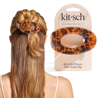 Kitsch Large Flat Claw Clips for Women - Stylish Flat Hair Clips, Strong Hold for Thick & Fine Hair | Non-Slip for Secure, Comfortable All-Day Wear | Ideal Gifts for Women - Tortoise Design