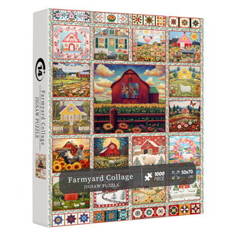 PICKFORU Farmyard Collage Puzzles for Adults, Country Farm Barn Jigsaw Puzzles 1000 Pieces