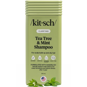Kitsch Clarifying Tea Tree & Mint Liquid Shampoo for Men and Women – Clarifying Shampoo with Peppermint & Tea Tree Oil for Oily Hair & Scalp Buildup – Clean Color-Safe Hair Care, Made in USA