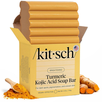 Kitsch Kojic Acid Soap – Turmeric Soap Bar with Hyaluronic Acid & Shea Butter – Brightening & Hydrating Body Wash & Face Wash for Dark Spots, Even Skin Tone & Natural Glow - Made in USA