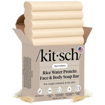 Rice Water Protein Restoring Face & Body Wash Bar Soap – Hydrating Face Wash & Body Wash, Skin Care Cleanser with Niacinamide & Oat Peptides, Gentle Moisturizing for Dry & Sensitive Skin - 113g