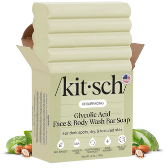 Kitsch Glycolic Acid Face & Body Wash Bar – Resurfacing Bar Soap with Shea Butter for Smoother, Brighter Skin – Gentle Soap & Body Wash Women & Men Love – Cucumber & Eucalyptus Scent Bath Soap - 113g