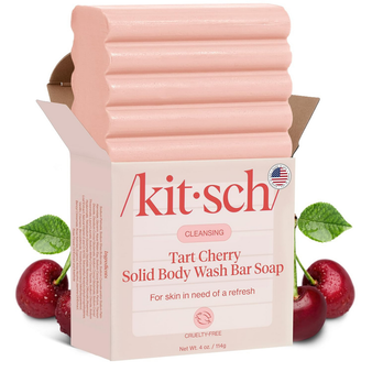 Kitsch Cleansing Tart Cherry Soap Bar with Refreshing Scent - Eco-Friendly Body Wash Women Love - Cherry Solid Bar Soap for Daily Use - Silicone, Sulfate and Paraben Free, Made in USA - 114g