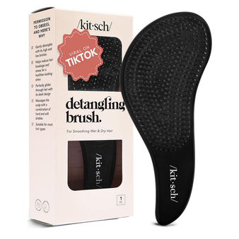 Kitsch Detangler Brush – Gentle Curly Hair Brush with Flexible Bristles for All Hair Types - Wet or Dry | Detangling Hair Brushes for Women & Men, Hairbrush for Adults & Kids - Black