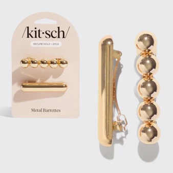 Kitsch Gold Hair Barrettes For Women - Stylish, Durable & Elegant Metal Hair Clips for Everyday or Special Occasions - Cloud & Bubble Design | Ideal Gifts for Women 2pc Set