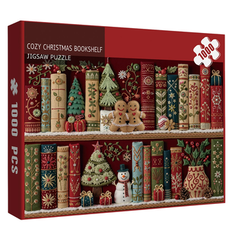 Cozy Christmas Bookshelf Jigsaw Puzzle 1000 Pieces