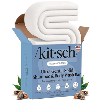 Kitsch Ultra Sensitive 2-in-1 Shampoo Bar and Body Wash Bar Soap | 5-Ingredient Formula Hair Care & Body Care - Fragrance Free & Vegan for Sensitive Scalp & Skin - Made in the USA