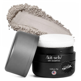 Kitsch Volumizing Rice Protein Dry Shampoo For Women Powder Puff - Dark, 8g | Absorbs Oil, Non-Greasy, Great For Dark Hair – Unscented – Travel Size Dry Hair Shampoo for Women & Men, No White Cast