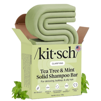 Kitsch Clarifying Tea Tree & Mint Shampoo Bar Soap - Made in USA - Clarifying Shampoo for Build-Up Removal - Hair Shampoo for Women and Men for Scalp & Oil Control - Vegan Hair Care