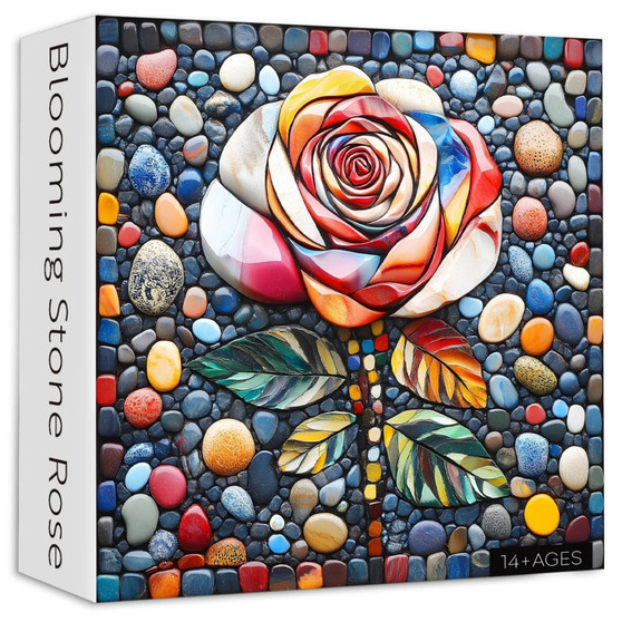 Exquisite Mosaic Art, A Stunning 1000-Piece Puzzle Featuring Breathtaking Stone Mosaic of a Blooming Rose, Blending Vibrant Colors & Intricate Details