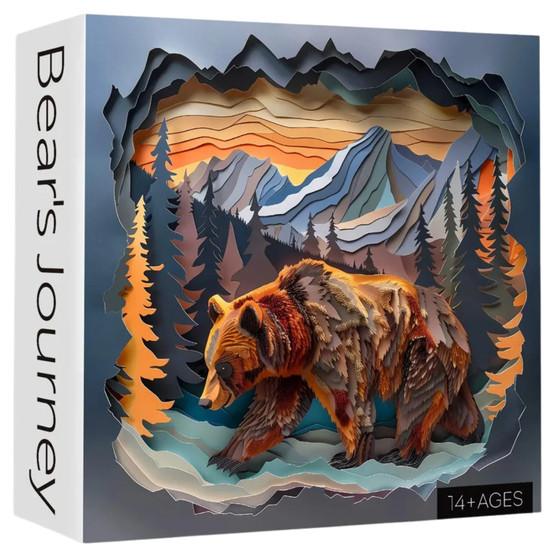 Bear Puzzle for Adults 1000 Pieces, Hard Challenging Animal Paper Cut Jigsaw Puzzle, Nature Plant Forest Mountain Puzzle as Home Décor, Ideal Present