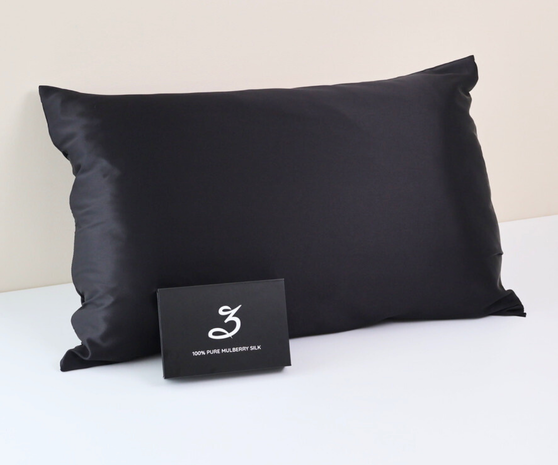 Black Silk Pillowcase 22 Momme 100% Mulberry Silk Grade 6A, 70x50cm, Gift Box
