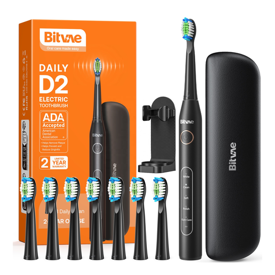 Bitvae D2 Sonic Electric Toothbrush for Adults and Kids, ADA Accepted Travel Toothbrush with Rechargeable 60-Day Battery Life, 5 Modes, 8 Heads, Case, Holder