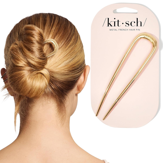 Kitsch French Hair Pins for Women – Elegant & Durable Metal Hair Fork for Updos, Chignon, Bun & Twist Hairstyles, Secure Hold All Day, Comfortable Fit | Ideal Gifts for Women- Gold, 1pc