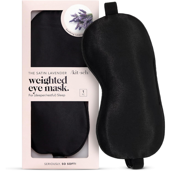 Kitsch Weighted Satin Sleep Mask - Weighted Eye Masks for Sleep and Travel - Lavender Sleeping Mask for Women and Men - Light Blocking, Adjustable Strap, Ultra-Soft (116g)