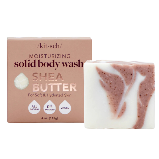 Kitsch Shea Butter Exfoliating Body Wash Bar – Moisturizing Bar Soap & Gentle Soap Bar with Plant-Based Exfoliants – Hydrates, Softens & Soothes Skin – Paraben, Silicone & Sulfate-Free - 113g