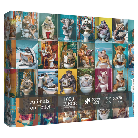 Funny Animal Puzzles 1000 Piece for Adults, Pooping Animal Puzzle Jigsaw Puzzles Colorful Puzzle, Lion Elephant Panda Animal Kingdom Puzzle