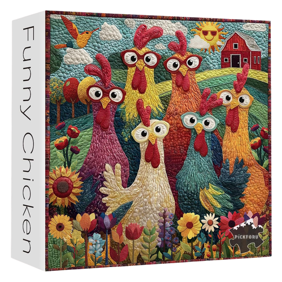 Chicken Puzzles for Adults 1000 Piece, Funny Chicken Jigsaw Puzzle, Garden Farm Flower Animal Rooster Themed, Art Challenge Puzzle