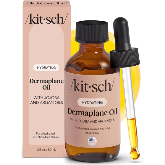 Kitsch Dermaplane Face Oil with Jojoba & Argan Oil – Hydrating Facial Formula for Dermaplaning Tool, Gua Sha & Razor Use – Irritation-Free Shave Oil for Soft, Radiant Skin - 60mL
