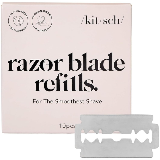 Kitsch Double Edge Razor Blades Refills – Safety Razor Blades for Smooth, Comfortable Shave – Stainless Steel Razor Refills for Safety Razors, Plastic-Free & Sustainable Shaving Blades - 10 Count