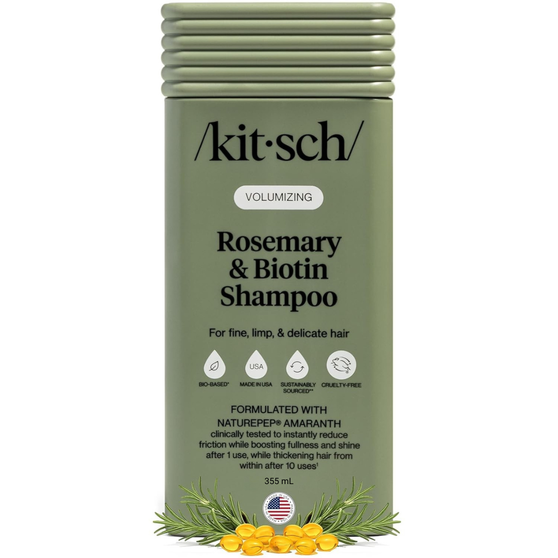 Kitsch Volumizing Rosemary & Biotin Liquid Shampoo for Hair Growth – Shampoo for Men and Women, Boosts Fullness & Shine After 1 Use – Clean Bio-Based Hair Care, Color-Safe