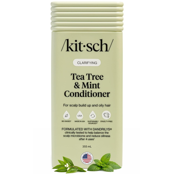 Kitsch Clarifying Tea Tree Liquid Conditioner for Women & Men – Lightweight Hydration Hair Conditioner with Peppermint & Tea Tree Oil for Oily Hair & Scalp Buildup – Made in USA Hair Care