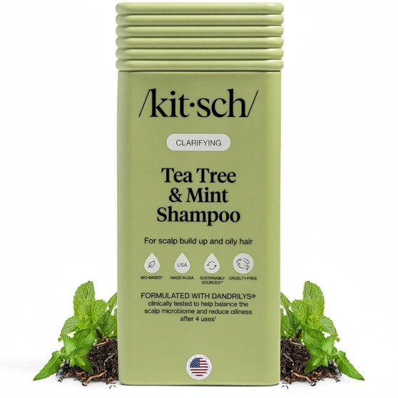 Kitsch Clarifying Tea Tree & Mint Liquid Shampoo for Men and Women – Clarifying Shampoo with Peppermint & Tea Tree Oil for Oily Hair & Scalp Buildup – Clean Color-Safe Hair Care, Made in USA