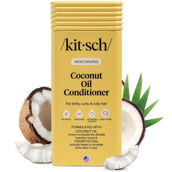 Kitsch Moisturizing Coconut Oil Liquid Conditioner for Women & Men – Coconut Oil Hair Conditioner for Kinky, Curly & Coily Hair – Deep Moisture, Shine & Manageability, Color-Safe Hair Care