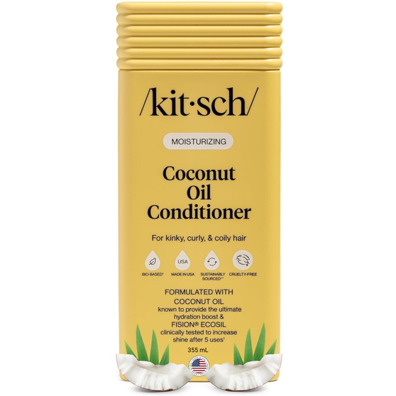 Kitsch Moisturizing Coconut Oil Liquid Conditioner for Women & Men – Coconut Oil Hair Conditioner for Kinky, Curly & Coily Hair – Deep Moisture, Shine & Manageability, Color-Safe Hair Care