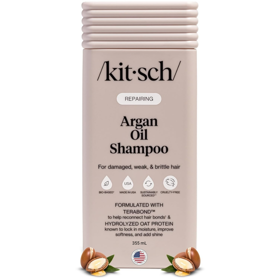 Kitsch Repairing Argan Oil Shampoo for Men & Women w/Terabond™ – Argan Oil for Hair, Repairs & Renews Damaged, Weak, & Brittle Hair – Silicone, Paraben & Sulfate Free Shampoo for Hair Care