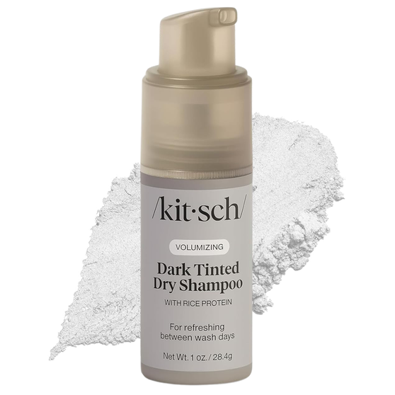 Kitsch Volumizing Rice Protein Dry Shampoo Powder - Dry Shampoo for Women & Men, Dark Hair, No White Cast, Absorbs Oil, Non-Greasy, Fragrance Free, Travel Size | Ideal Gifts for Women- Dark Tinted