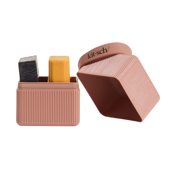 Kitsch 2-Compartment Travel Soap Case – Bar Soap Holder & Organizer, Travel Case for Bars – TSA-Approved – Lightweight, Durable, Leak-Proof, Made from Recycled Plastic - Terracotta