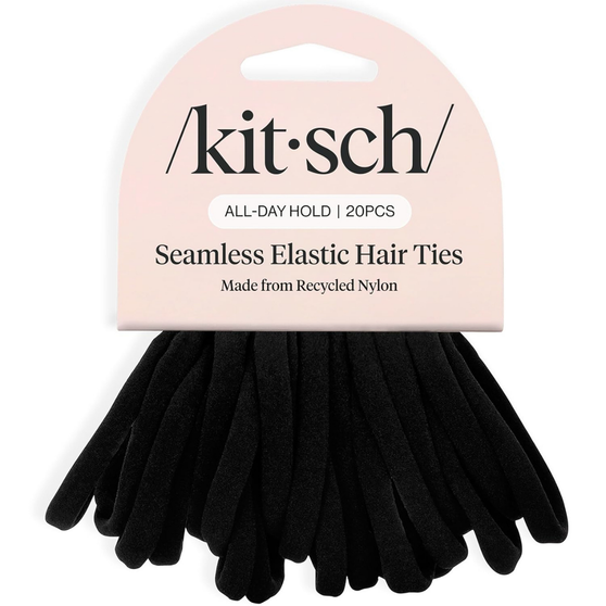 Kitsch Nylon Hair Ties No Damage - Stretchable Hair Bands for Strong All-Day Hold, Ponytail Holders | Hair Accessories for Girls | Ideal Gifts for Women - Black, 20 Pcs